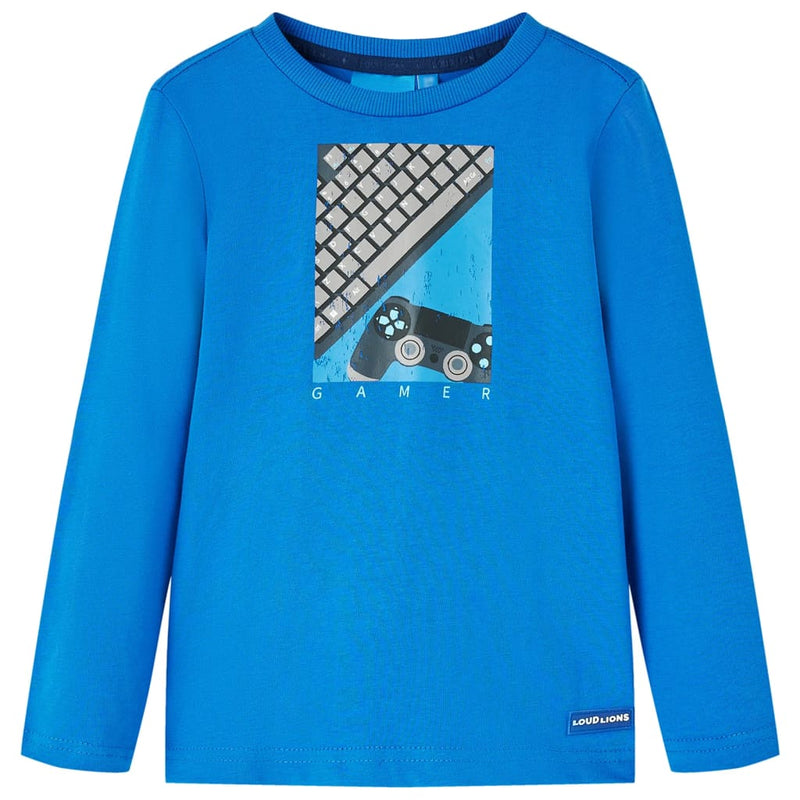 Camicia per bambini Vidaxl con maniche lunghe 140 cobalto blu