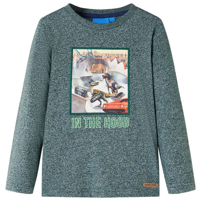 Camisa para niños Vidaxl con mangas largas 92 Mezclado verde oscuro