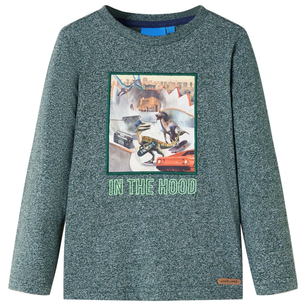 Camisa infantil de Vidaxl con mangas largas 116 Mezclado verde oscuro