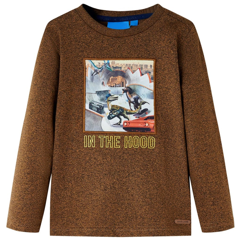 Camicia per bambini Vidaxl con maniche lunghe 128 Colore cognac misto