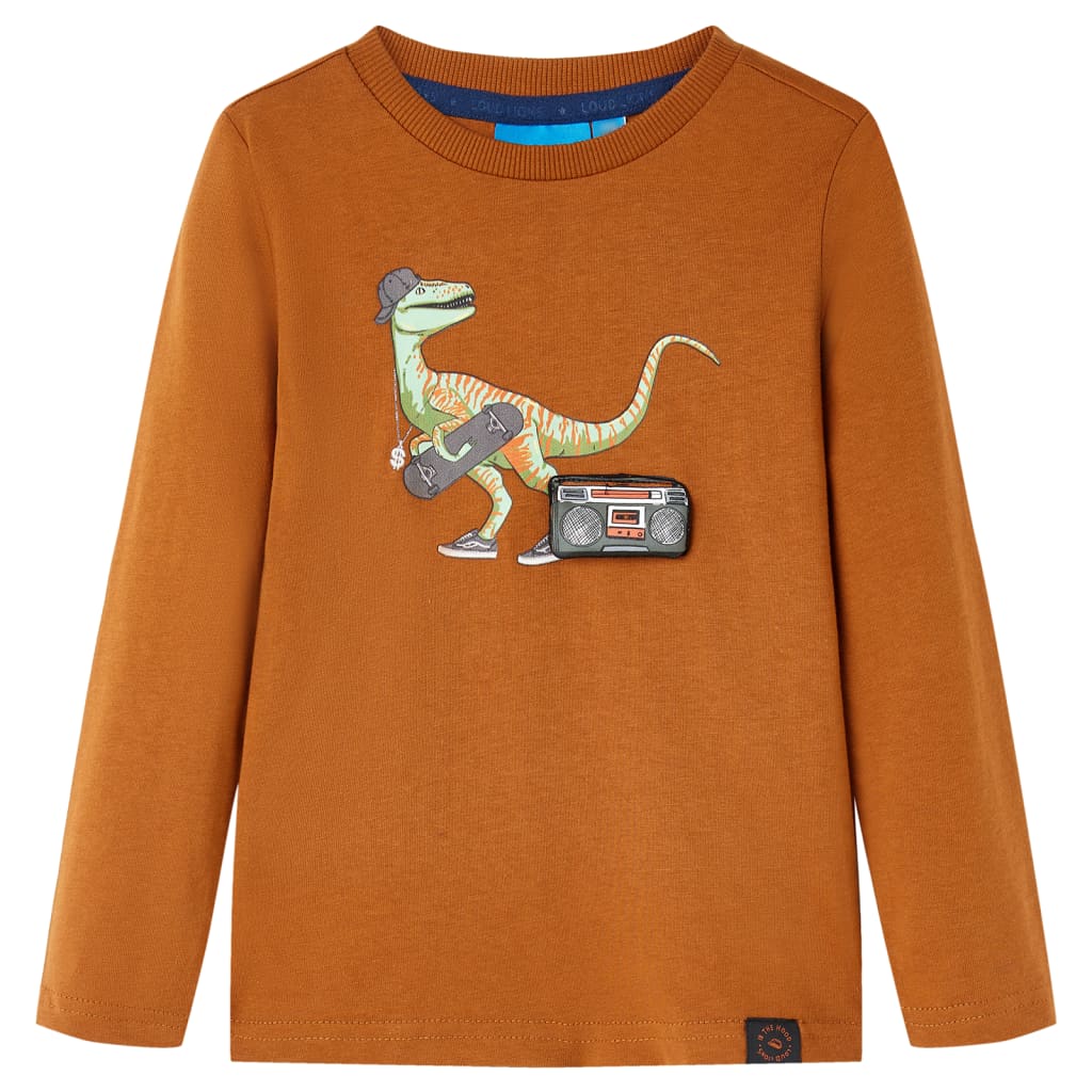 Camisa infantil de Vidaxl con mangas largas 104 Cognac