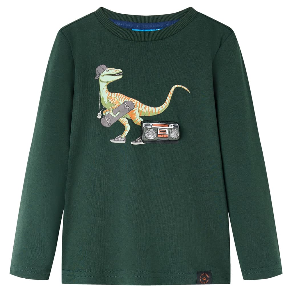 Camisa infantil de Vidaxl con mangas largas 116 Dark Green