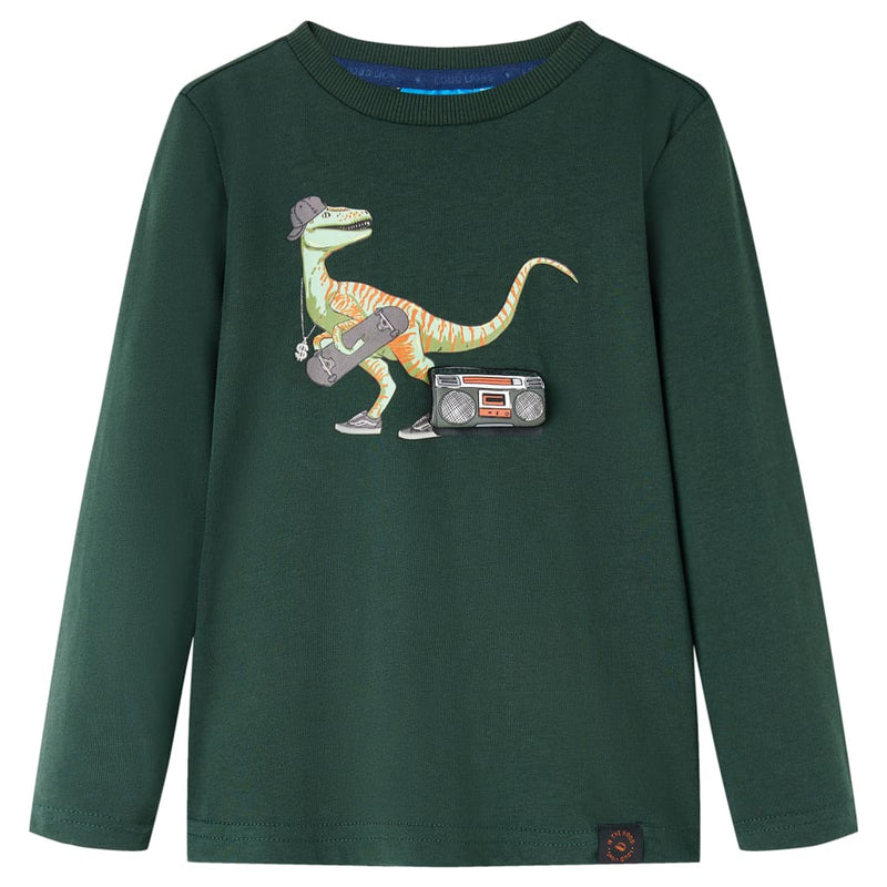 Camicia per bambini Vidaxl con maniche lunghe 128 Donkergroen