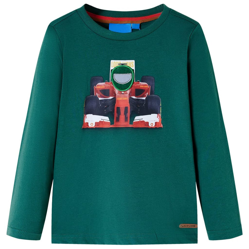 Camicia per bambini Vidaxl con maniche lunghe 128 verde