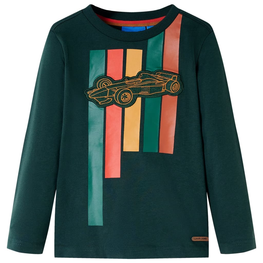 Camisa infantil de Vidaxl con mangas largas 116 Dark Green