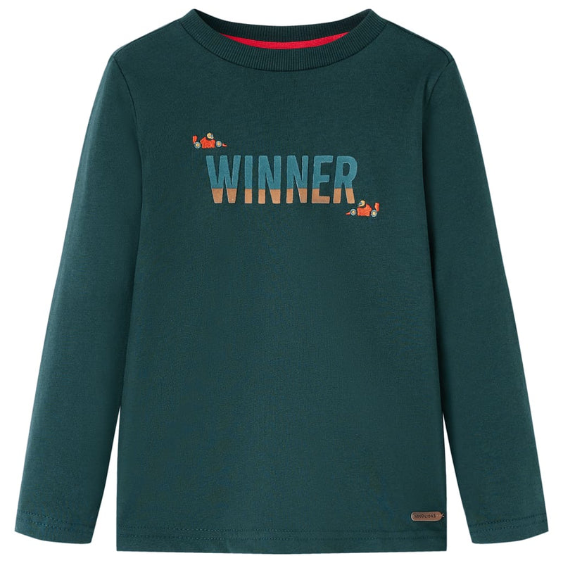 Camicia per bambini Vidaxl con maniche lunghe 128 Donkergroen