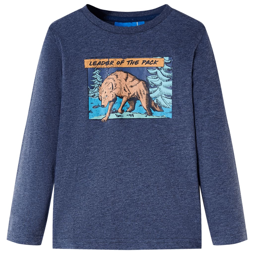 Camicia per bambini Vidaxl con maniche lunghe 128 blu scuro misto