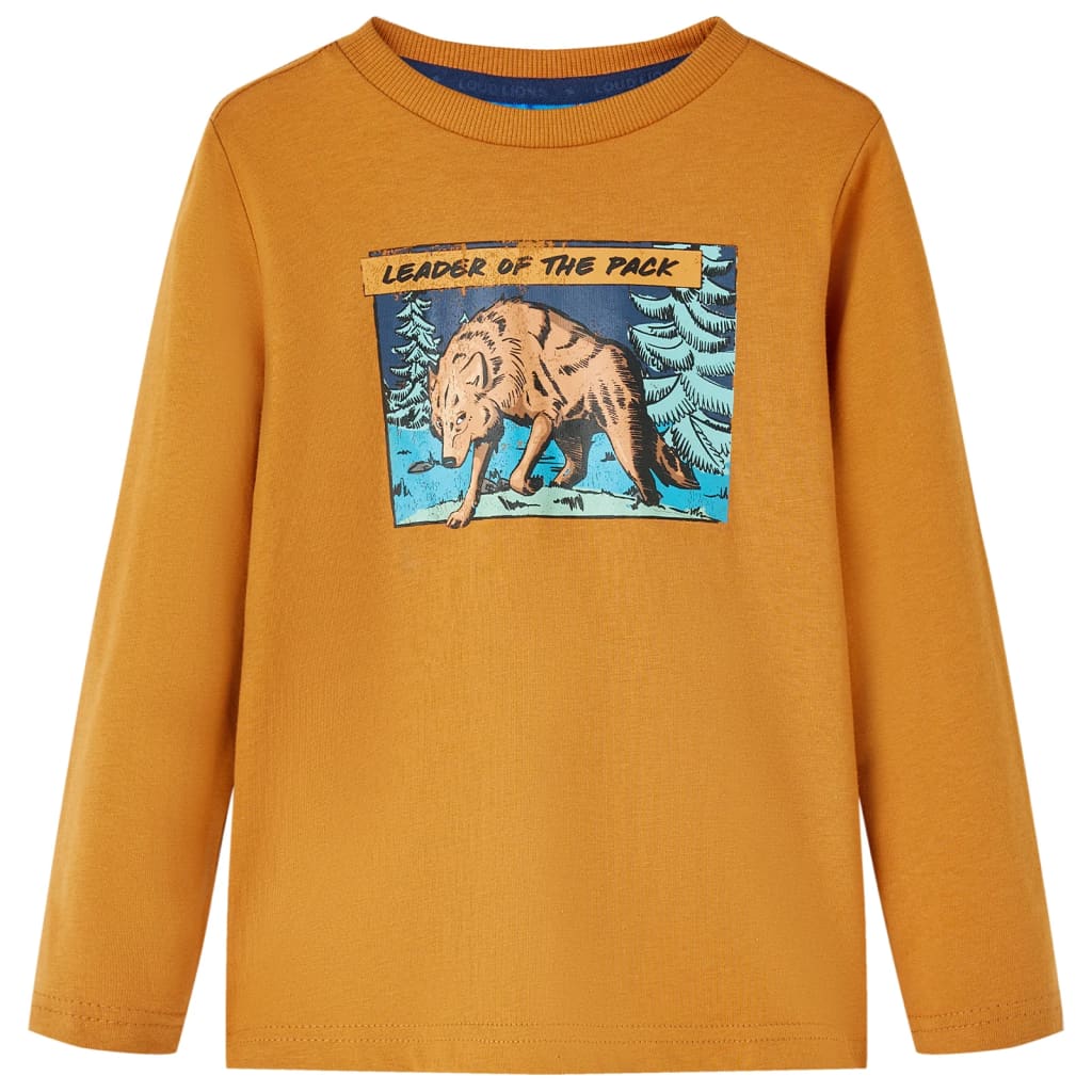 Camisa infantil de Vidaxl con mangas largas 128 color de cobre oscuro