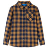 Vidaxl Shirt per bambini a scacchi 92 Cognac Colore e blu