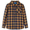 Vidaxl Camisa para niños a cuadros 104 Cognac de color y azul