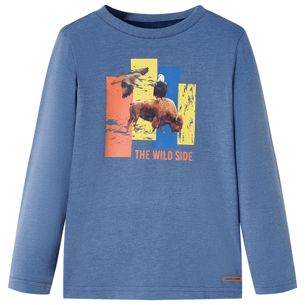Camicia per bambini Vidaxl con maniche lunghe 116 blu misto