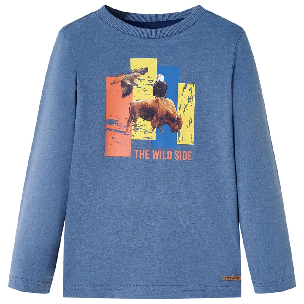 Camicia per bambini Vidaxl con maniche lunghe 128 blu misto