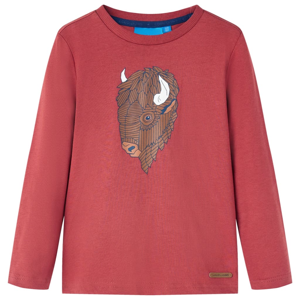 Camisa para niños Vidaxl con mangas largas 104 Reddish -Brawn