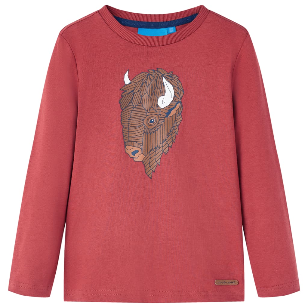 Camicia per bambini Vidaxl con maniche lunghe 116 rossastro -brown
