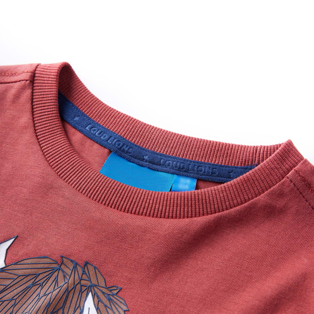 Camicia per bambini Vidaxl con maniche lunghe 116 rossastro -brown