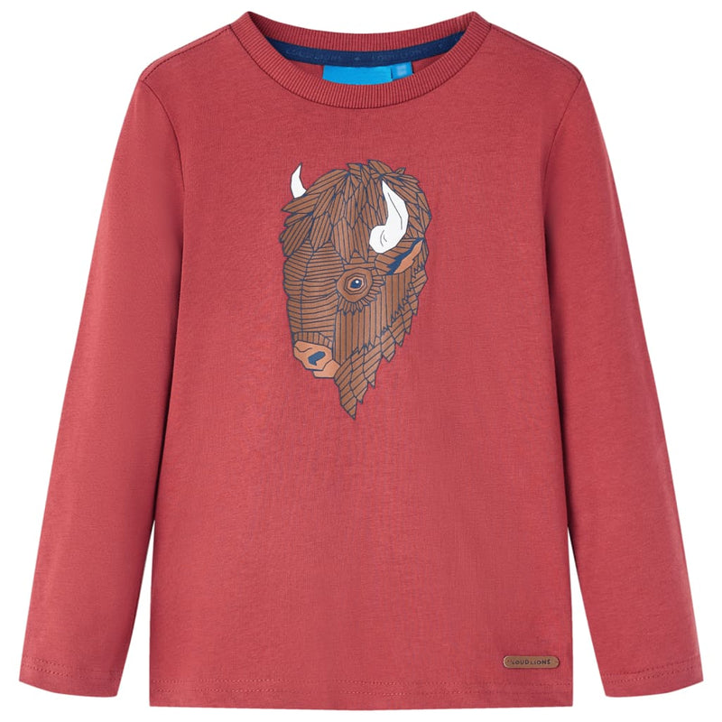 Camicia per bambini Vidaxl con maniche lunghe 140 rossastro -brown