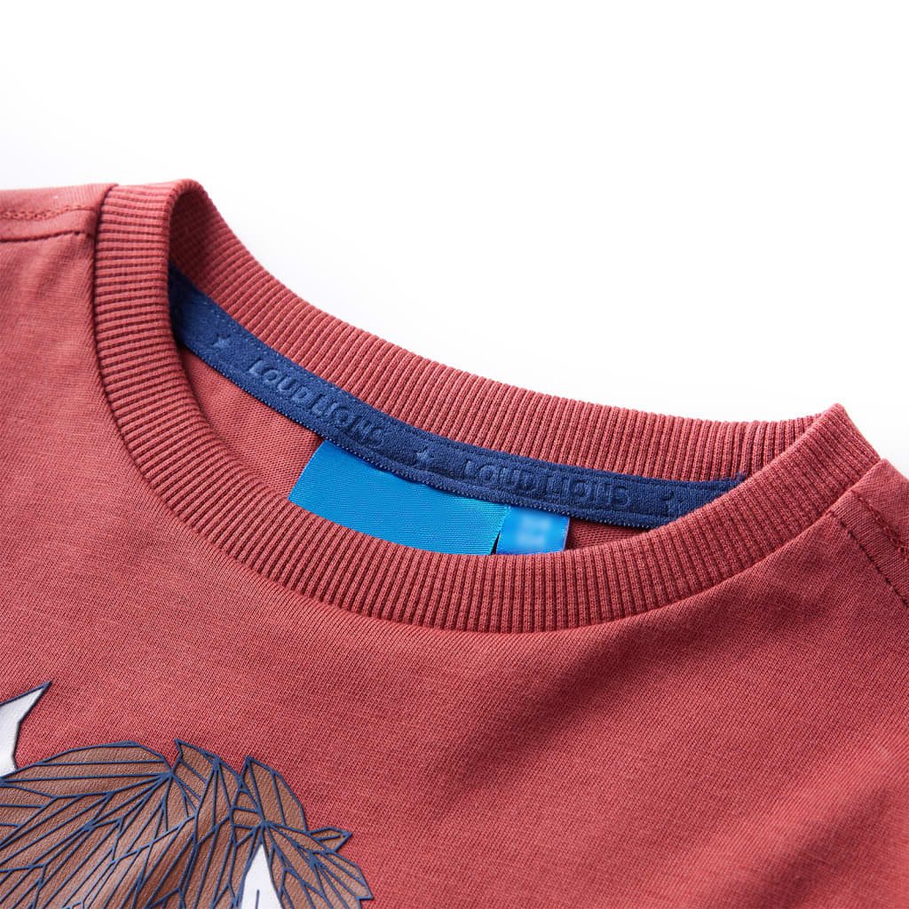 Camisa para niños Vidaxl con mangas largas 140 Reddish -Brawn