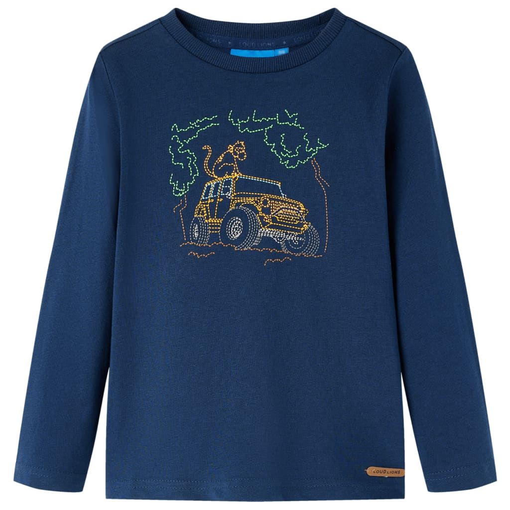 Camisa para niños de Vidaxl con mangas largas 116 azul marino