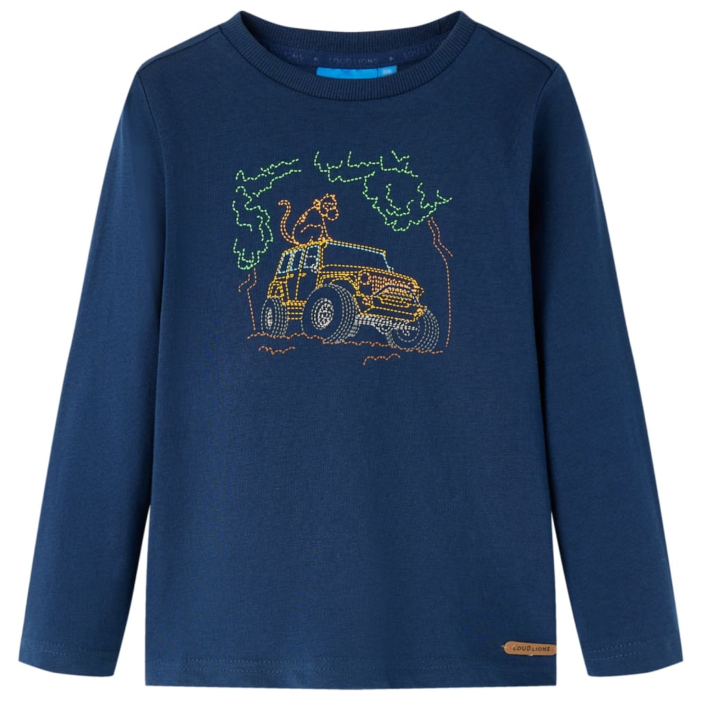 Camisa para niños de Vidaxl con mangas largas 128 azul marino