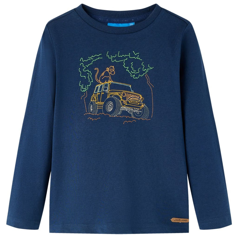 Camicia per bambini Vidaxl con maniche lunghe 128 blu navy