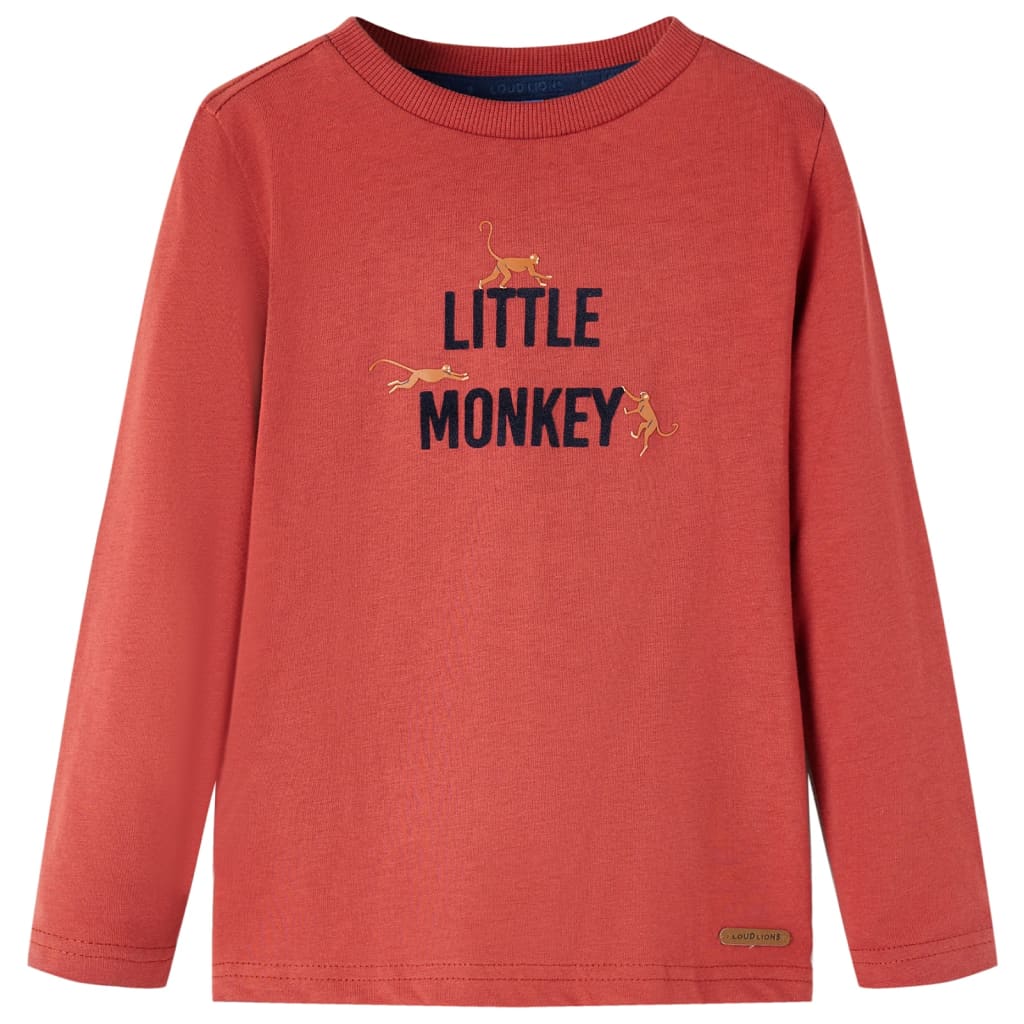 Camicia per bambini Vidaxl con maniche lunghe 92 marrone rossastro
