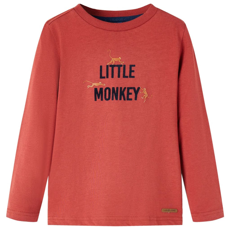 Camicia per bambini Vidaxl con maniche lunghe 128 rossastro -brown