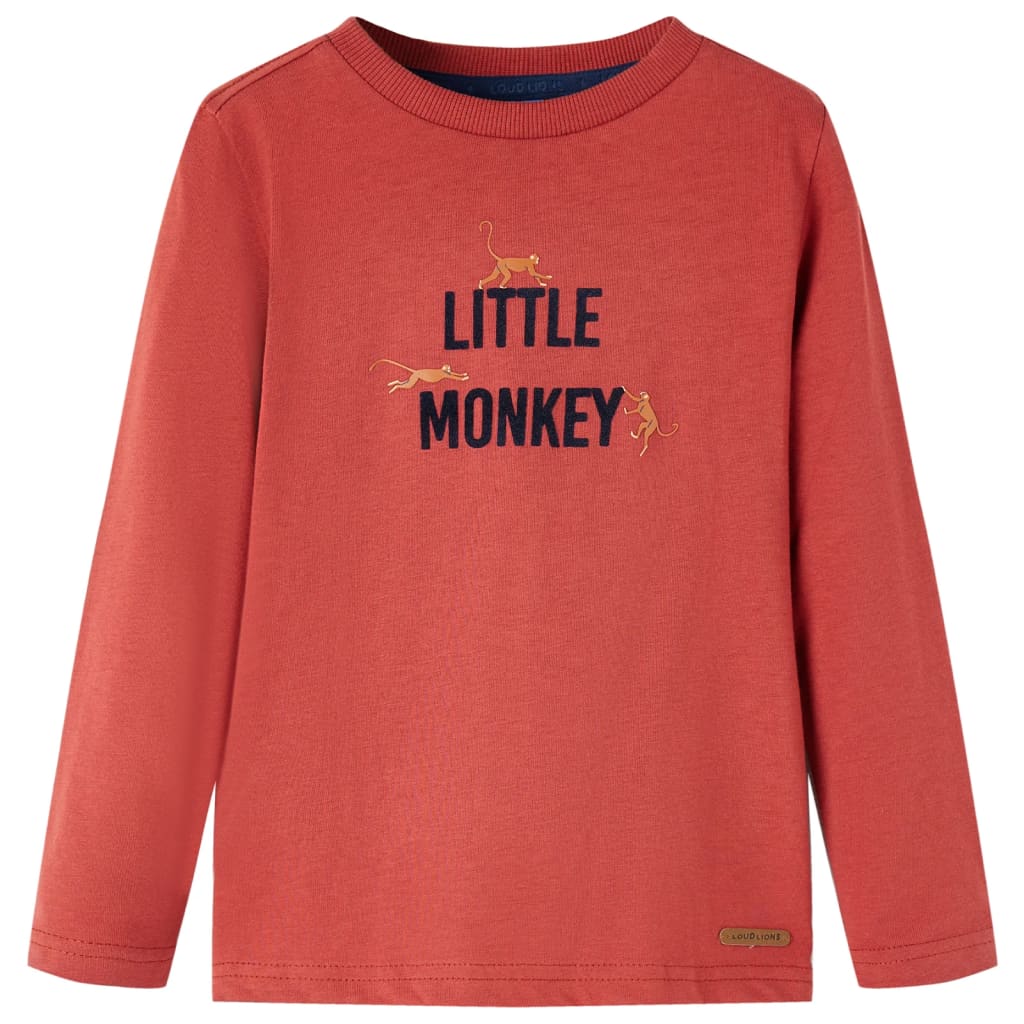 Camicia per bambini Vidaxl con maniche lunghe 128 rossastro -brown