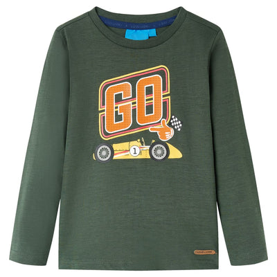 Camisa infantil de Vidaxl con mangas largas 116 Dark Green