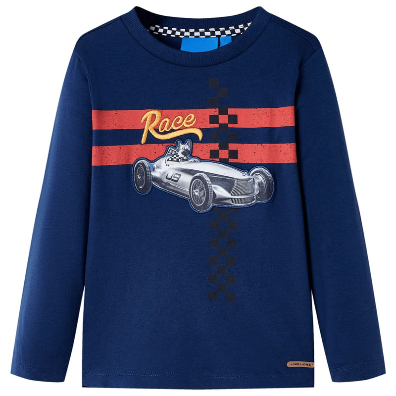 Camicia per bambini Vidaxl con maniche lunghe 104 blu navy