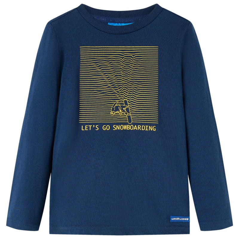 Camisa para niños de Vidaxl con mangas largas 116 azul marino