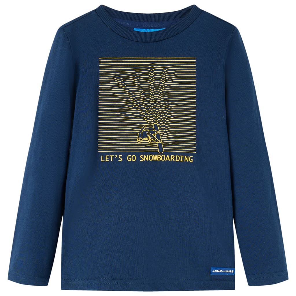 Camicia per bambini Vidaxl con maniche lunghe 128 blu navy