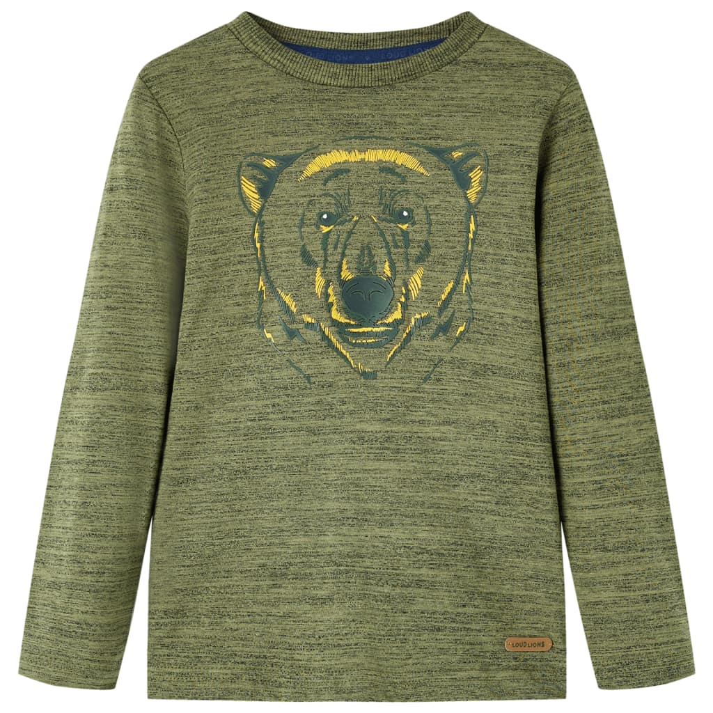 Camicia per bambini Vidaxl con maniche lunghe 128 kaki mista
