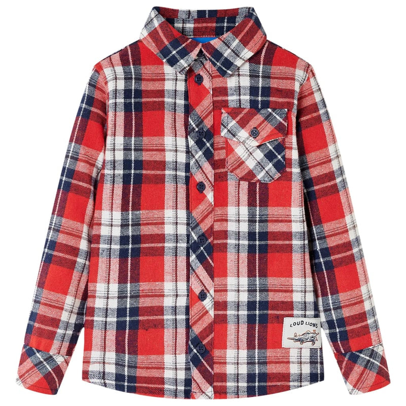 Vidaxl Shirt per bambini a scacchi 92 rosso e blu navy