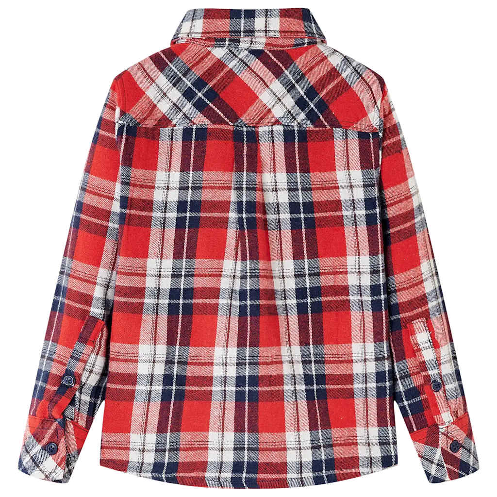 Vidaxl Shirt per bambini a scacchi 116 rosso e blu navy