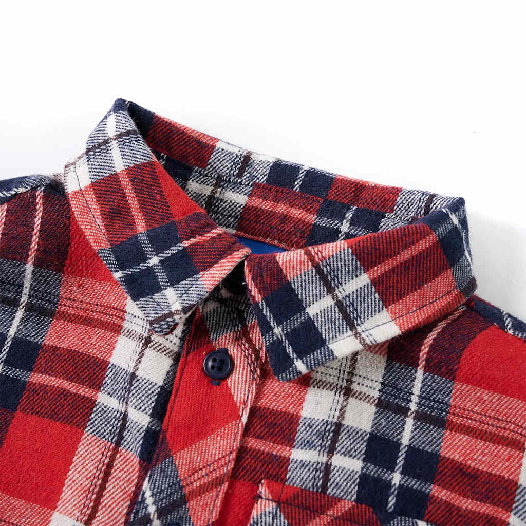 Vidaxl Shirt per bambini a scacchi 116 rosso e blu navy