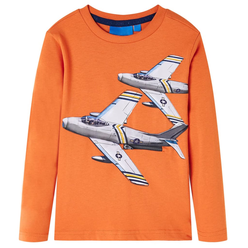 Camicia per bambini Vidaxl con maniche lunghe 128 DONKERORANJE
