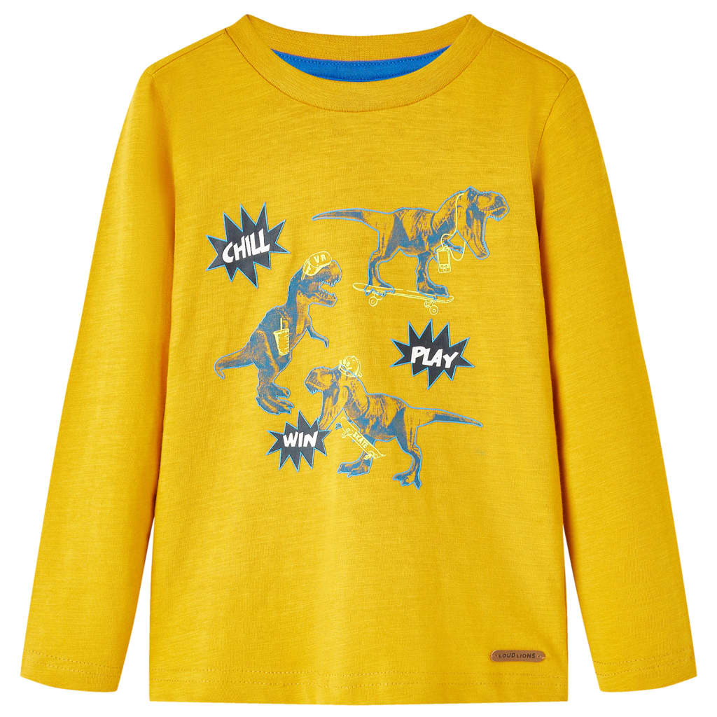 Camicia per bambini Vidaxl con maniche lunghe 128 ocra colori