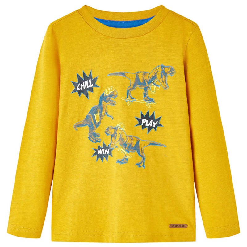 Camicia per bambini Vidaxl con maniche lunghe 128 ocra colori