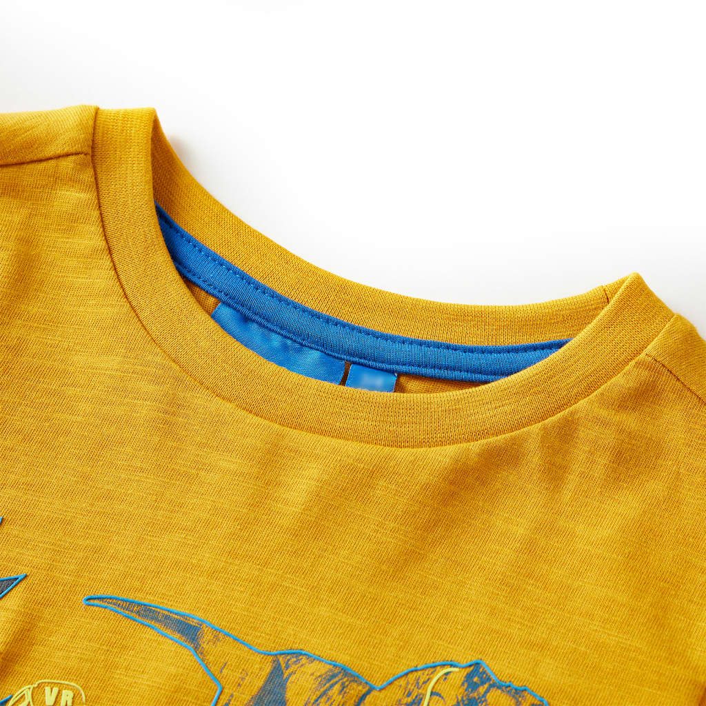 Camisa para niños de Vidaxl con mangas largas 140 ocre -color