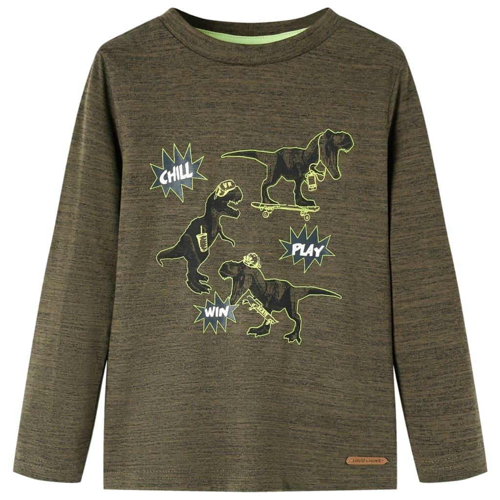 Camicia per bambini Vidaxl con maniche lunghe 128 kaki mista