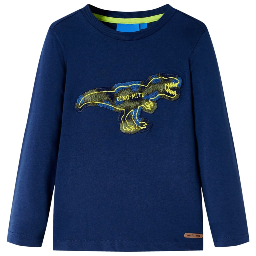 Camicia per bambini Vidaxl con maniche lunghe 116 blu navy