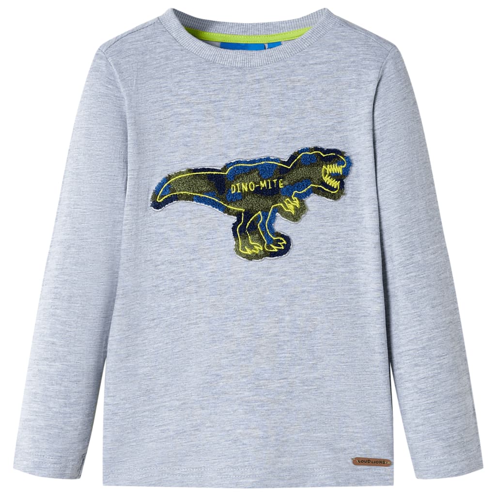 Camicia per bambini Vidaxl con maniche lunghe 128 grigio misto