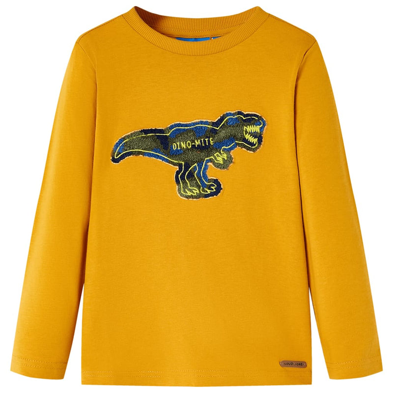 Camisa para niños de Vidaxl con mangas largas 104 ocre -color