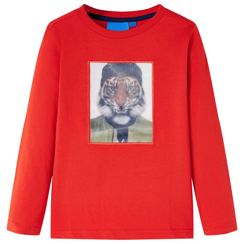 Camicia per bambini Vidaxl con maniche lunghe 140 rosse