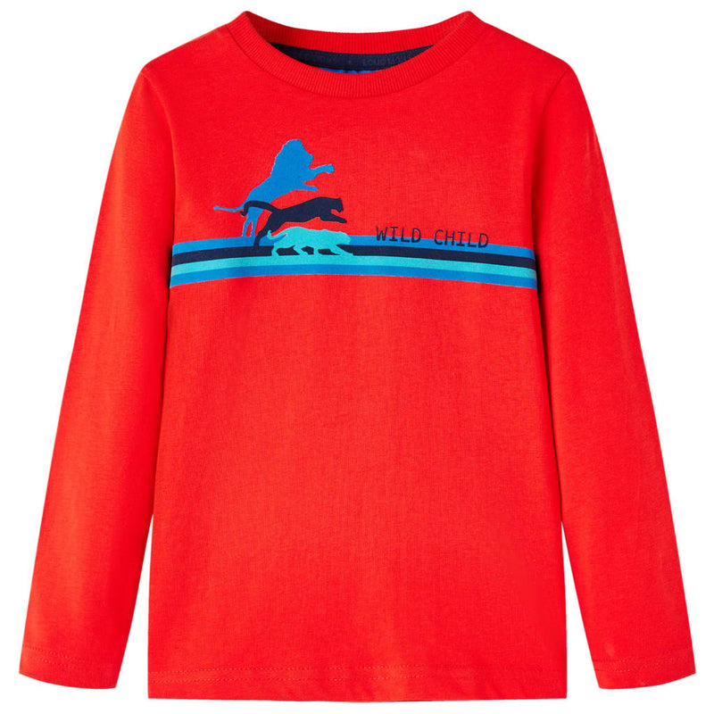 Camicia per bambini Vidaxl con maniche lunghe 128 rossa