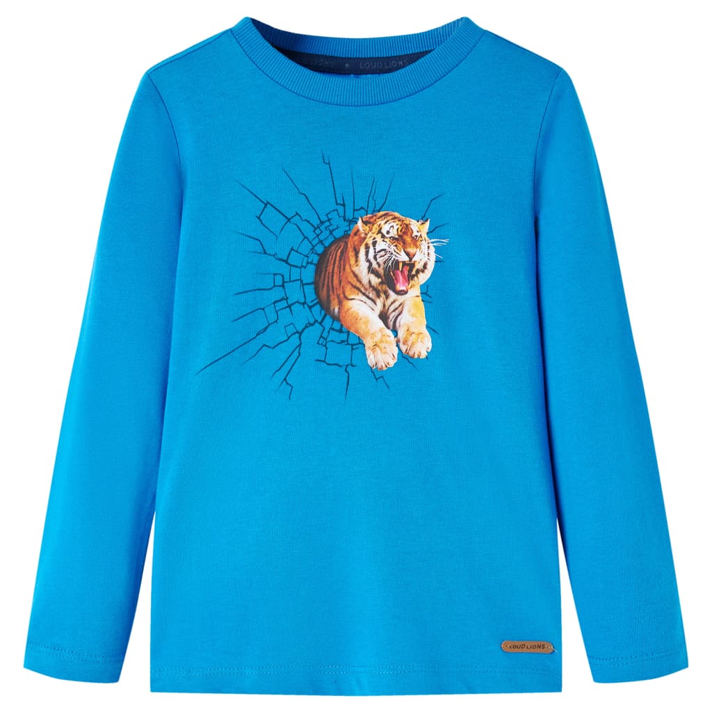 Camisa infantil de Vidaxl con mangas largas 128 Cobalt azul