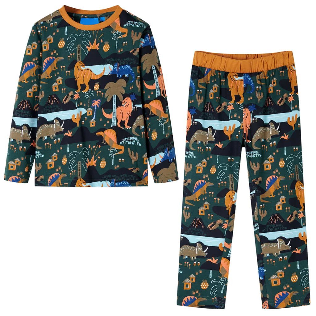 Vidaxl Children's Pigjamas con maniche lunghe 104 Donkergroen