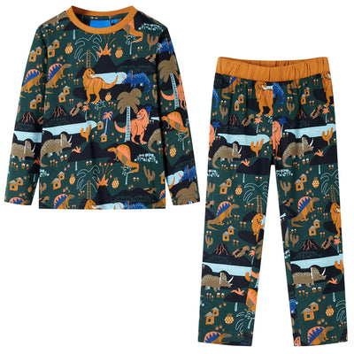 Vidaxl pijama para niños con mangas largas 140 verde oscuro