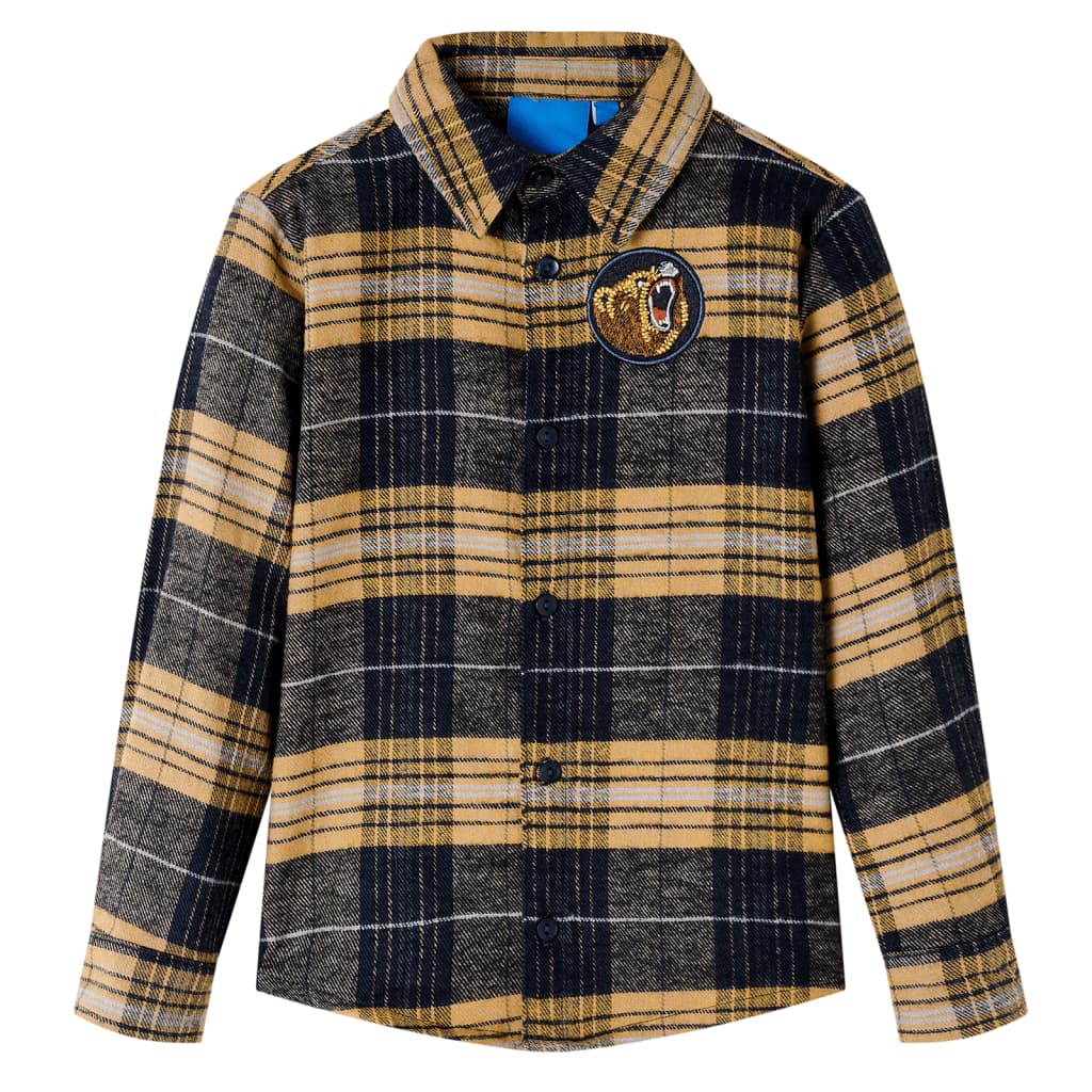Vidaxl Shirt per bambini a scacchi 92 giallo e nero