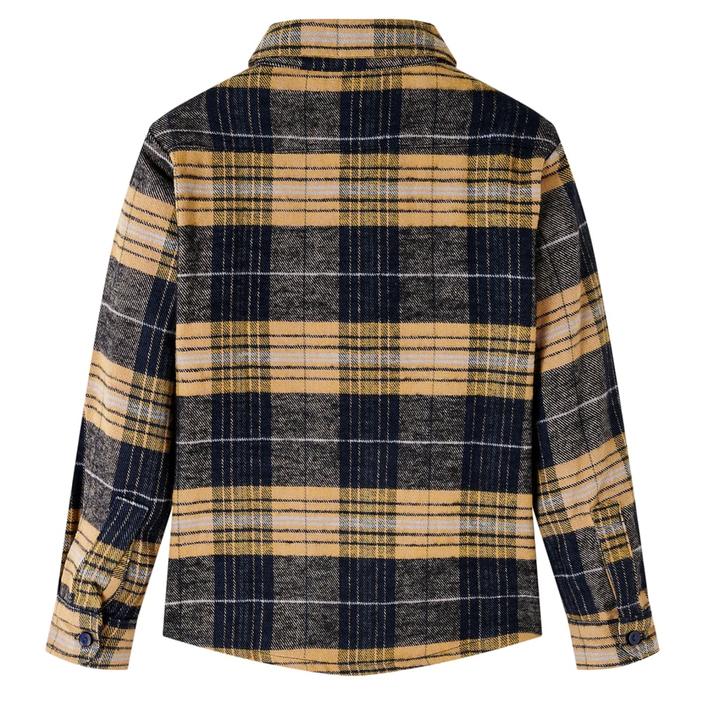 Vidaxl Shirt per bambini a scacchi 92 giallo e nero
